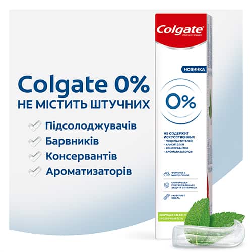 Новий Colgate 0%. Все, що потрібно для Вашого захисту. І нічого зайвого.